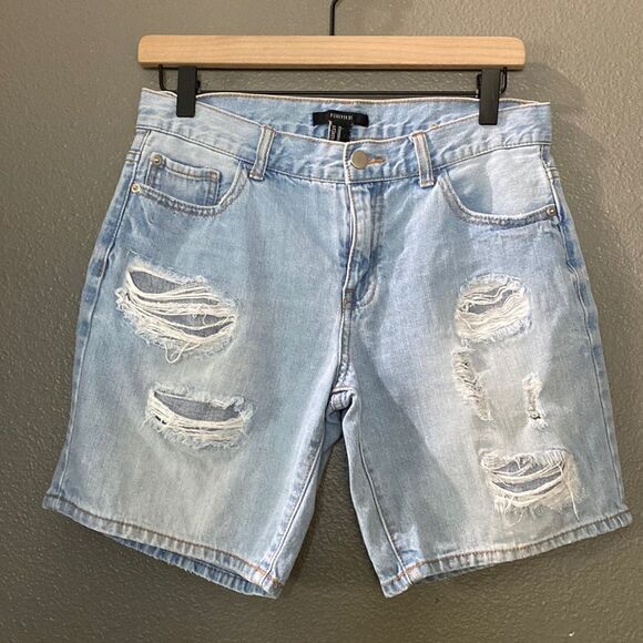 Forever 21 Distressed Light Denim Women's Shorts - Picture 7 of 14